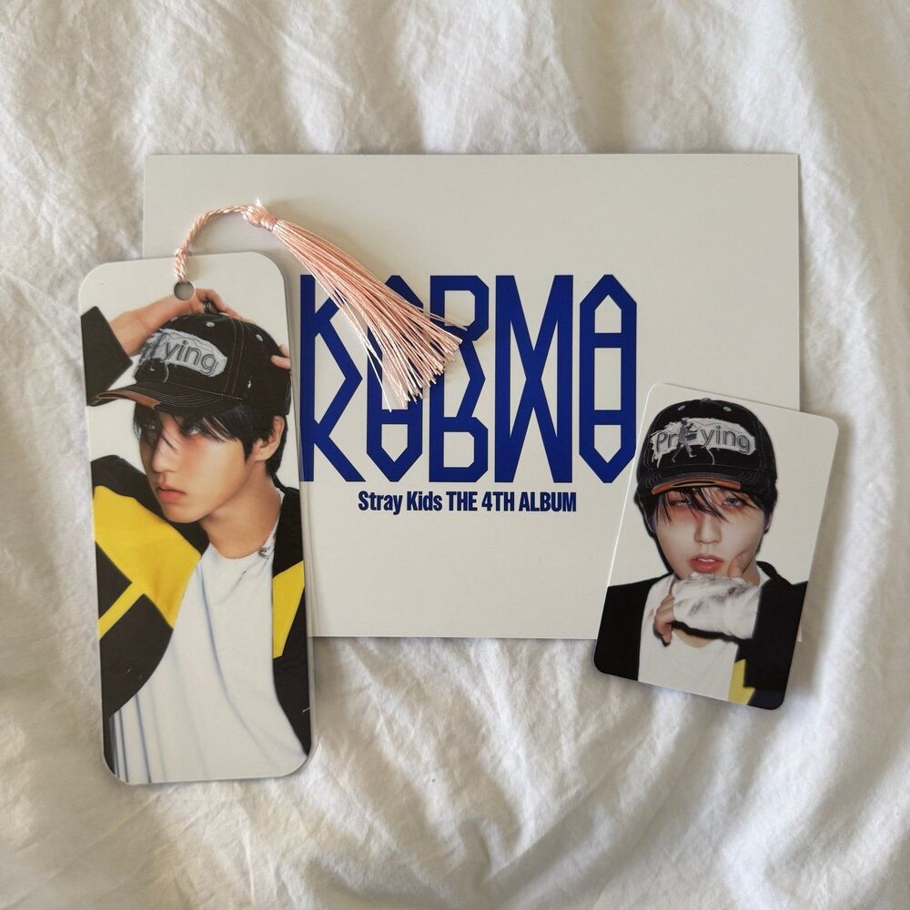 Stray Kids Han Jisung laminated bookmark and Karma photocard